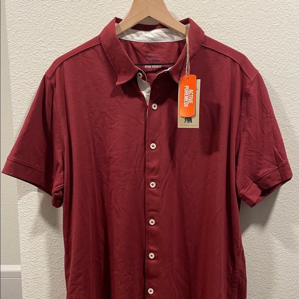 NWT - The Normal Brand Active Puremeso Burgundy Buttondown XL